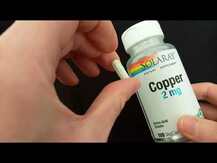 Solaray, Медь 2 мг, Copper 2 mg, 100 капсул